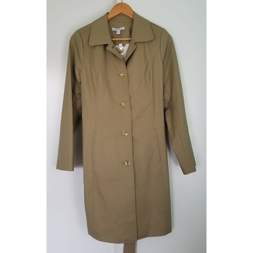 Isaac Mizrahi Live Trench Coat Jacket Womens Khaki Tan Size XS Lined Belt NWOT